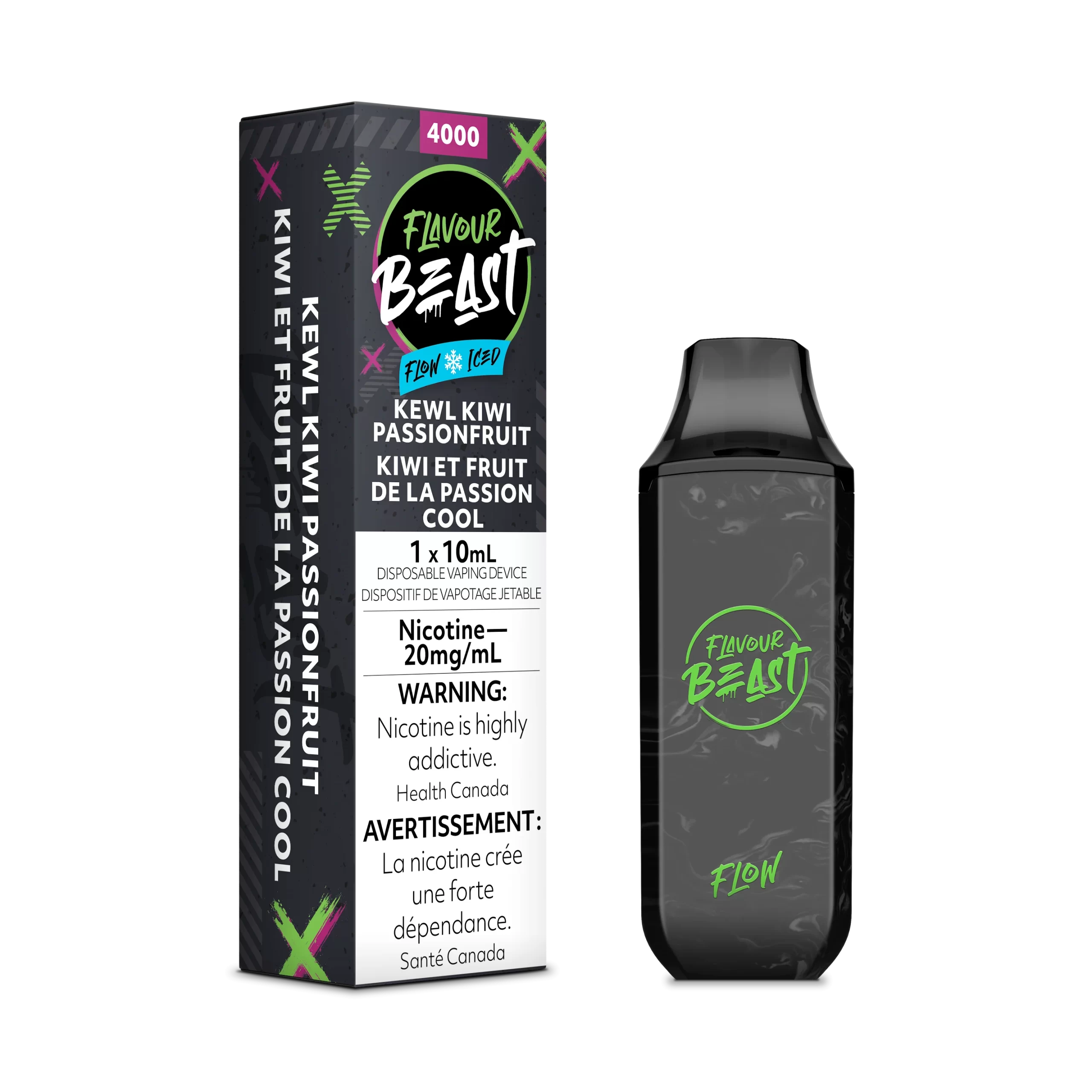 Flavour Beast Flow Rechargeable Disposable 4000 Puffs - Kewl Kiwi Passionfruit Ice