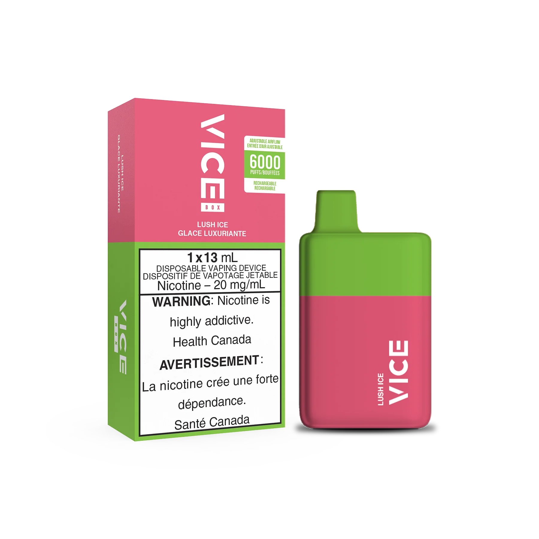 Vice Box Rechargeable Disposable Vape - 6000 Puffs - LUSH ICE