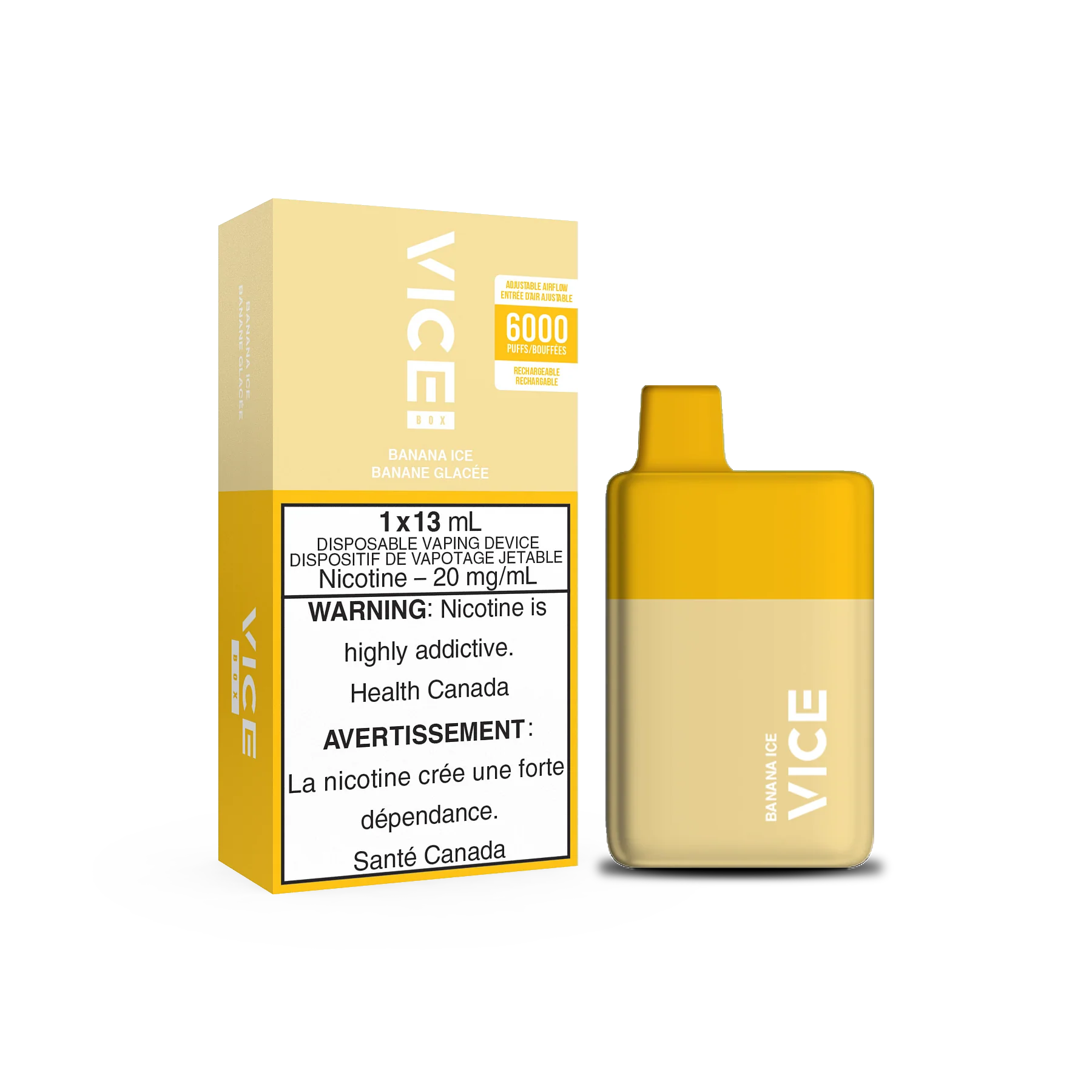 Vice Box Rechargeable Disposable Vape - 6000 Puffs - Banana Ice