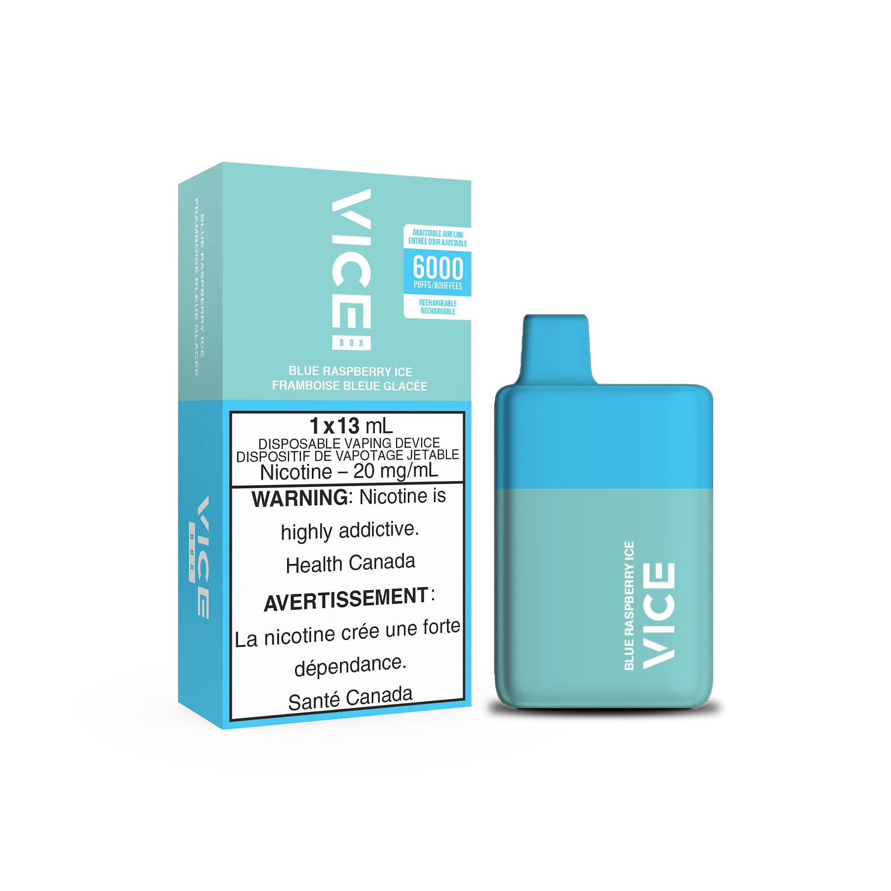 Vice Box Rechargeable Disposable Vape - 6000 Puffs - Blue Raspberry Ice