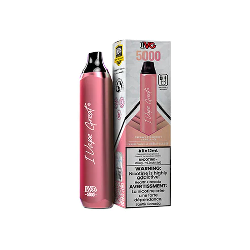 IVG 5000 PUFFS DISPOSABLE VAPE - CREAMY STRAWBERRY VANILLA ICE