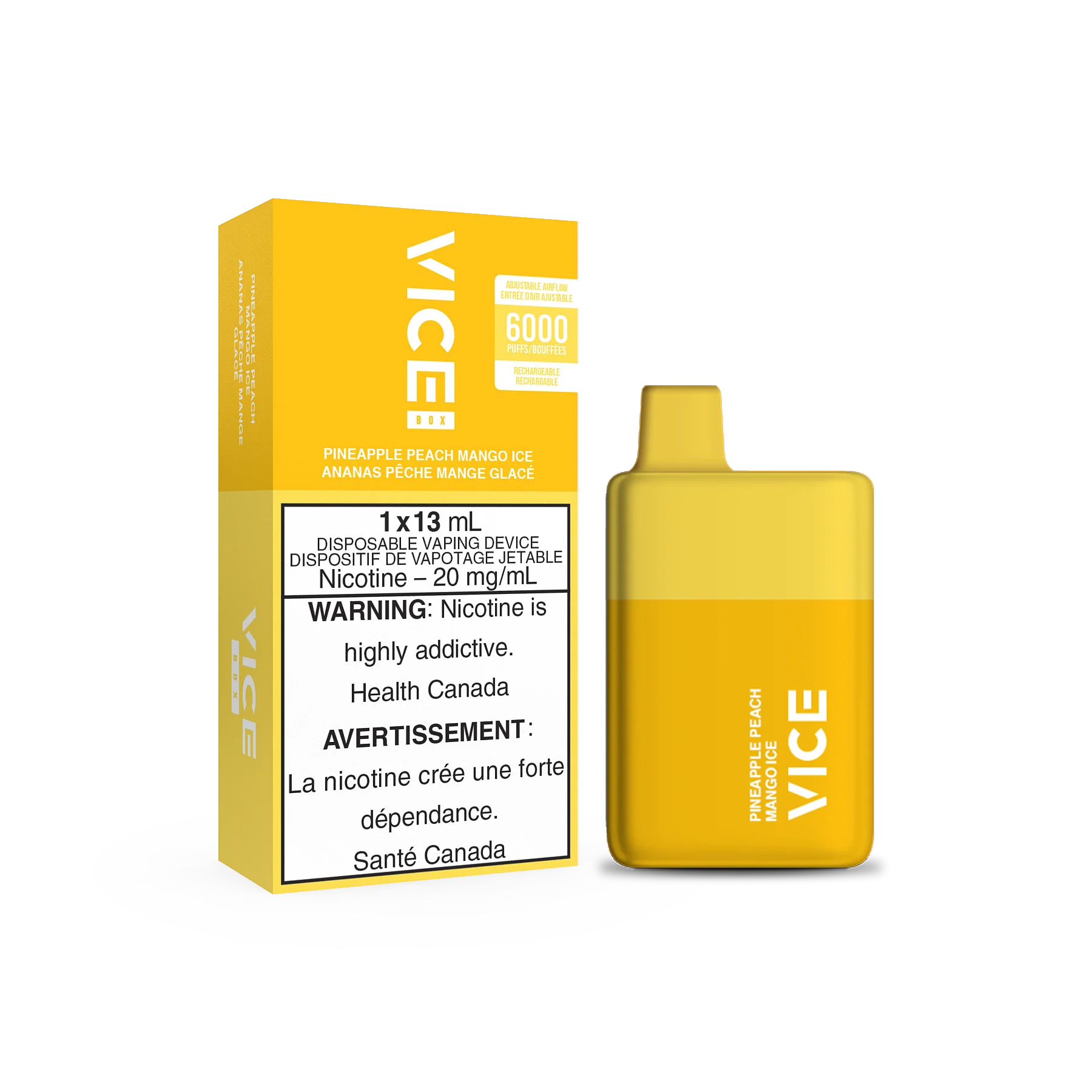 Vice Box Rechargeable Disposable Vape - 6000 Puffs - Pineapple Peach Mango Ice