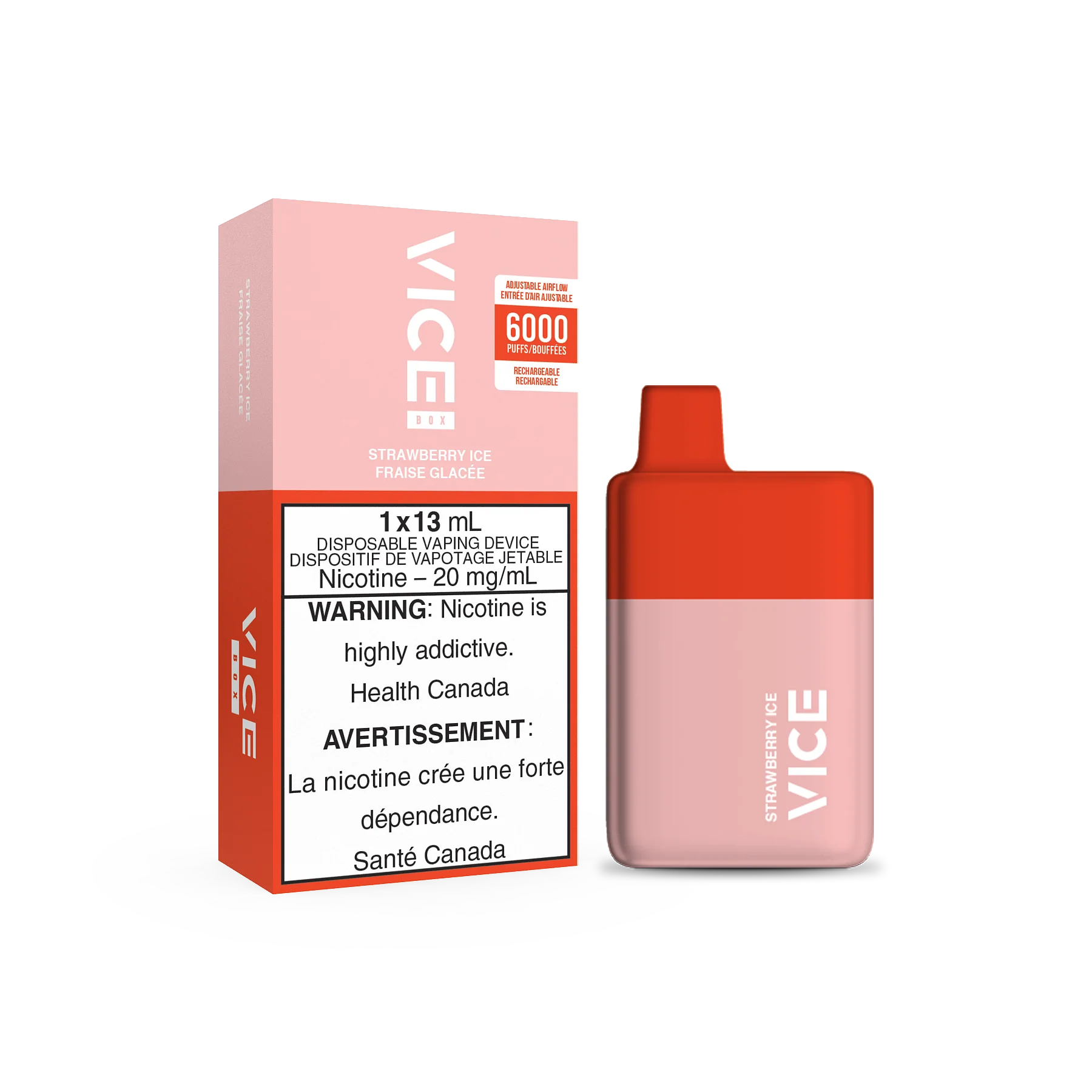 Vice Box Rechargeable Disposable Vape - 6000 Puffs - Strawberry Ice